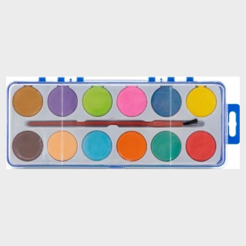 Vandfarve St Med Pensel - 12 Farver - Grafix