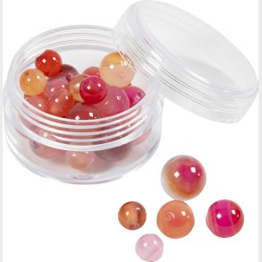 Agat Stenperler - 1x10 - 12x8 - 15x6 Mm - 0,9-1 Mm - Beige - Rosa - 28stk.