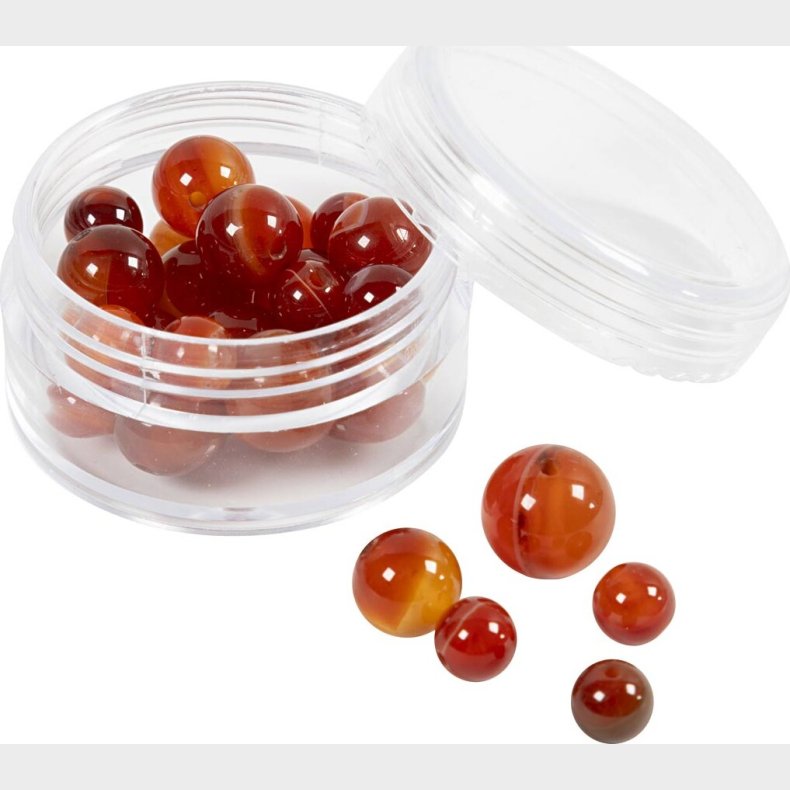 Agat Stenperler - 1x10 - 12x8 - 15x6 Mm - 0,9-1 Mm - Brndt Orange - Rd - 28stk.