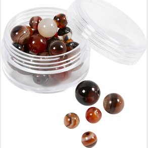 Agat Stenperler - Str. 1x10 - 12x8 - 15x6 Mm - Hulstr. 0,9-1 Mm - Mrk Brun - 28stk.