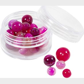 Agat Stenperler - Str. 1x10 - 12x8 - 15x6 Mm - Hulstr. 0,9-1 Mm - Pink - 28stk.