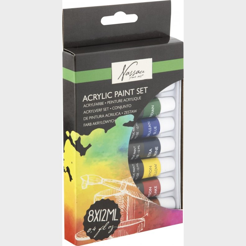 Akryl Maling 8 Tuber 12 Ml - I Gaveske