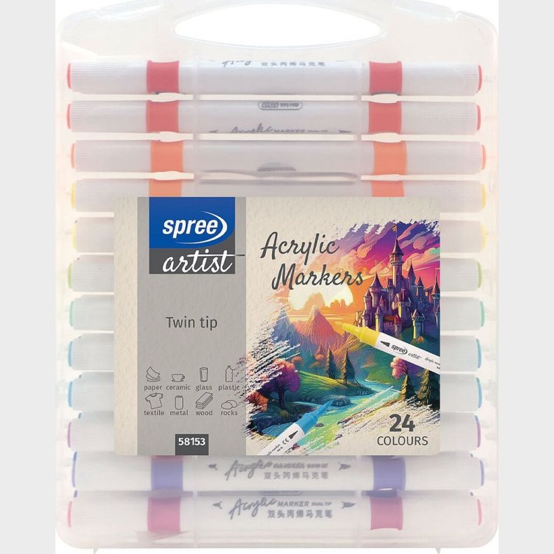 Akryl Twin Markers Tusser - 24 Stk. - Spree