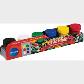 Akrylfarve 6 Stk 20 Ml - Dser Assorterede Frv - Centrum
