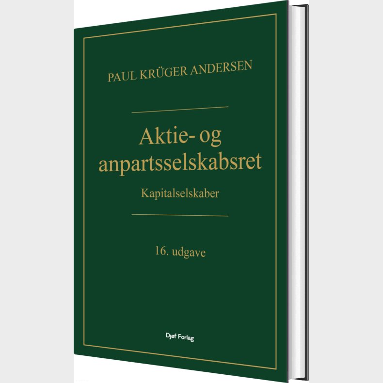 Aktie- Og Anpartsselskabsret - Paul Krger Andersen - Bog