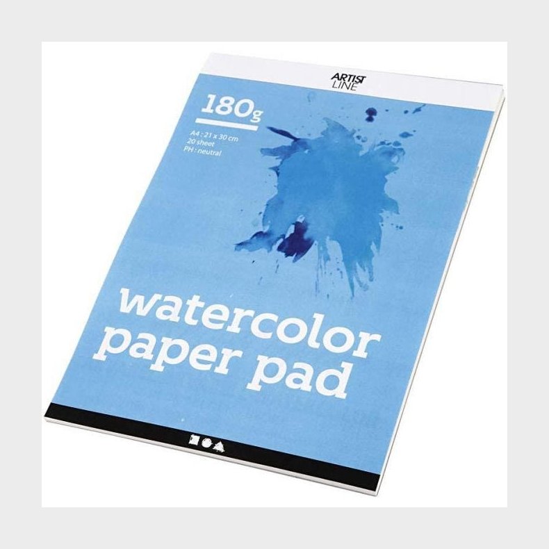 Creativ Company | Akvarelblok A4 / 180 gr. - Hvid, 20 ark