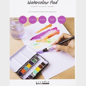 Akvarelblok - A4 - Ark 210x297 Mm - Koldpresset,mellemkornet - 300 G - Hvid - 20 Ark/ 1 Stk.