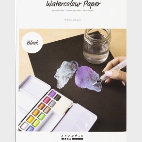 Akvarelpapir - A4 - Ark 210x297 Mm - 230 G - Sort - 15 Ark