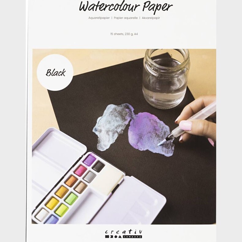 Akvarelpapir - A4 - Ark 210x297 Mm - 230 G - Sort - 15 Ark