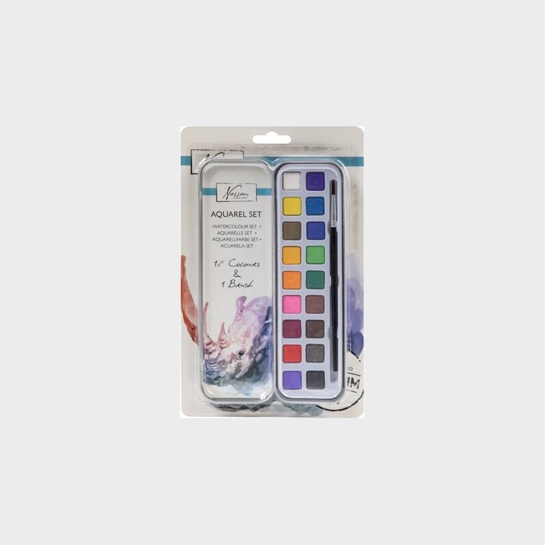 Akvarelmaling St - Inkl. Pensel - Nassau - 18 Farver