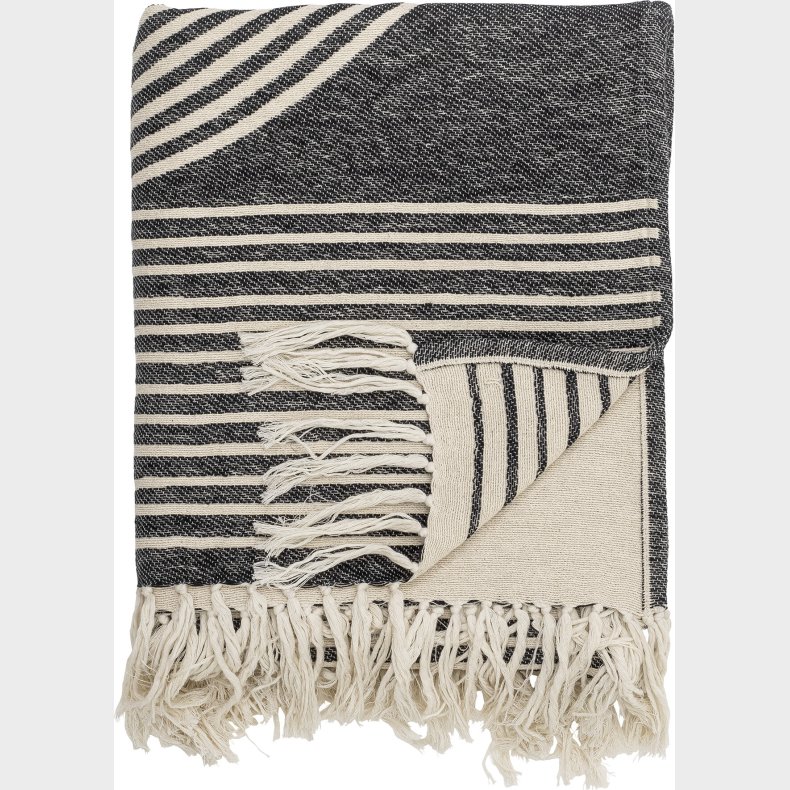 Bloomingville - Anek Plaid - Sort - Bomuld - 150x130 Cm