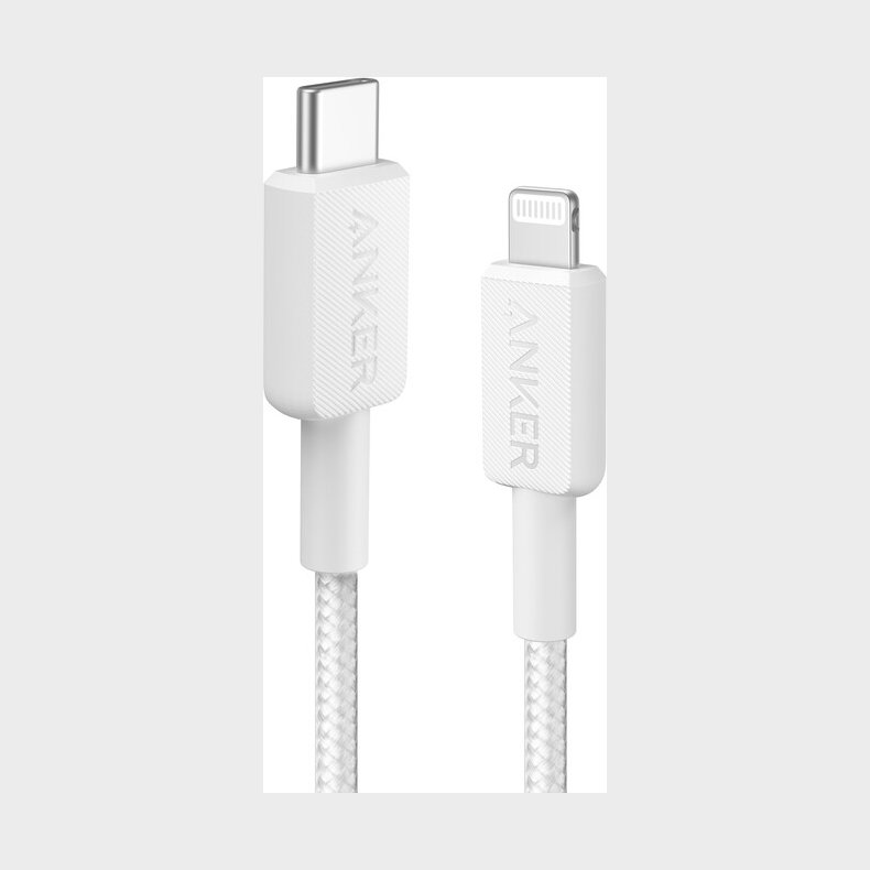Anker - 322 Usb-c To Lightning Cable (3ft Braided) - White