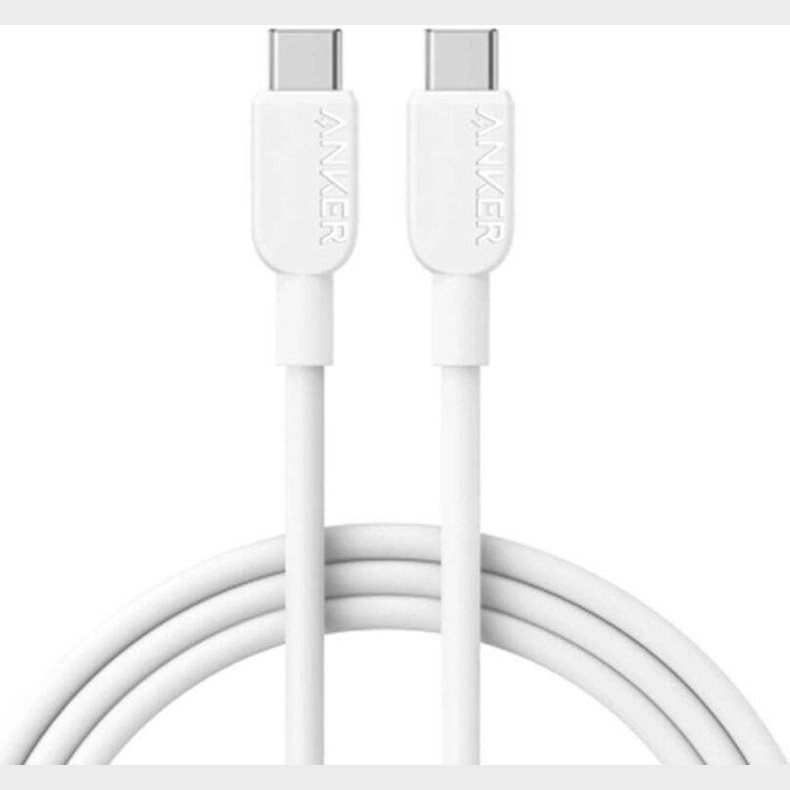 Anker - Usb-c Til Usb-c Kabel (3 Ft, 240w, Flettet) - Hvid