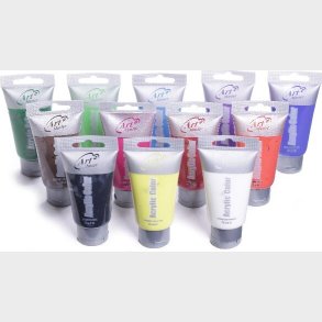 Akrylmaling St - 12 Farver - Vandbaseret - Artmaster 12x75 Ml