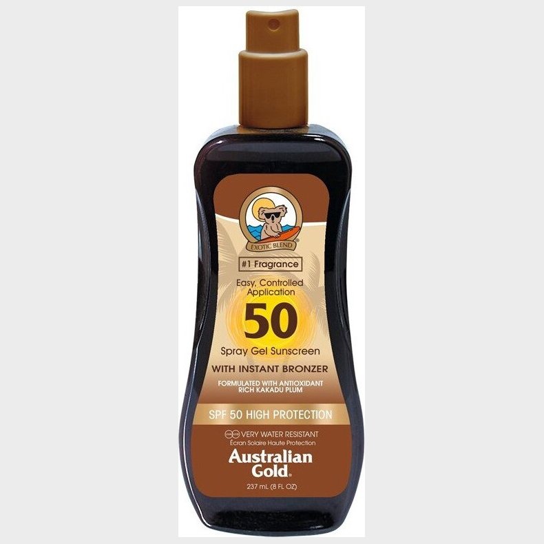 Australian Gold - Sunscreen Spf50 Spray Gel W. Instant Bronzer 237 Ml