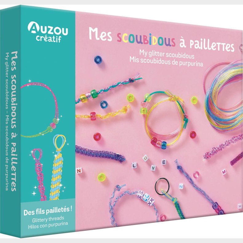 Auzou - Aktivitetsst - Glitter Scoubidou Flettearmbnd