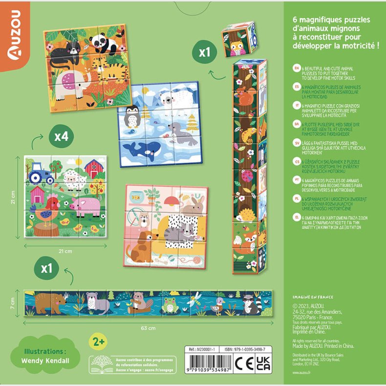 Auzou - Klodspuslespil 9 Brikker - Jungle Og Andre Sde Dyr