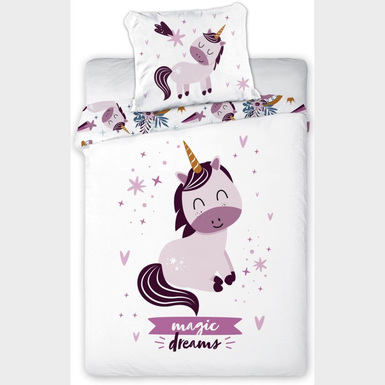 Baby Magisk Unicorn Junior Sengetj 100x135 cm - 100 procent bomuld