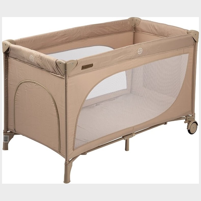 Babytrold - Rejseseng Med bning Og Hjul - Khaki - 124 X 65 X 75 Cm
