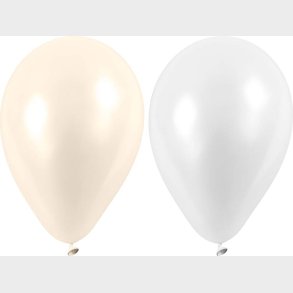 Perlemor Balloner - Hvide - Runde - 10 Stk