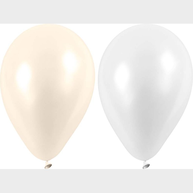 Perlemor Balloner - Hvide - Runde - 10 Stk