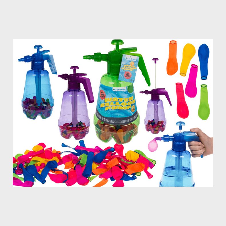 Vandballoner S�t Med Pumpe - Overraskelsesfarver - 100 Stk.