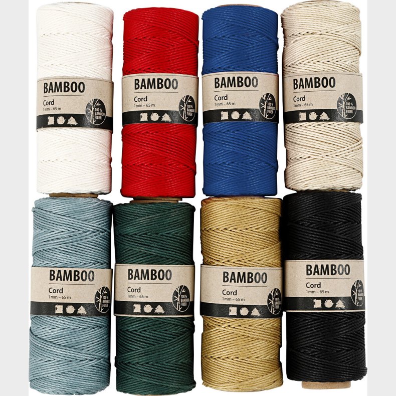 Bambus Snor - Tykkelse 1 Mm - Flere Farver - 8x65 M