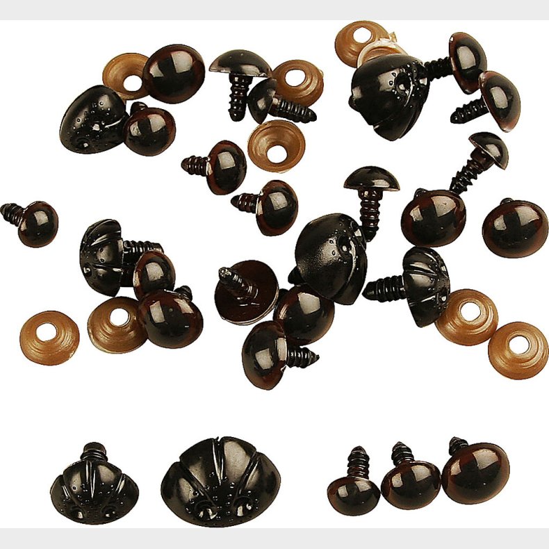 Bamsejne Og -snuder -  10+12,5+15 Mm - Str. 15+25 Mm - 12 Assorterede