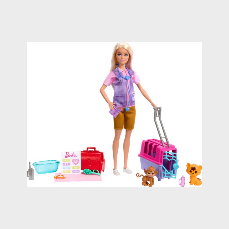 Barbie - Animal Rescue & Recovery - Playset With Blonde Doll, 2 Animal Figures & Accessories (hrg50)