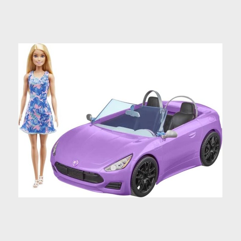 Barbie - Cabriolet Bil Med Dukke - Lilla