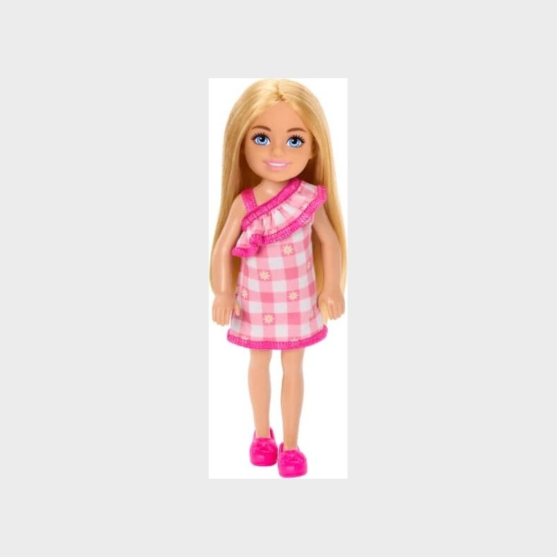 Barbie - Chelsea Dukke - Pige Med Ternet Kjole