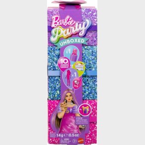 Barbie - Party Unboxed - Lyser�d Curvy Dukke - 10 Overraskelser