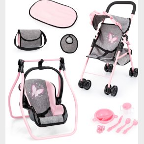 Bayer Design Buggy Dukke klapvogn Mega St, Gr/Pink