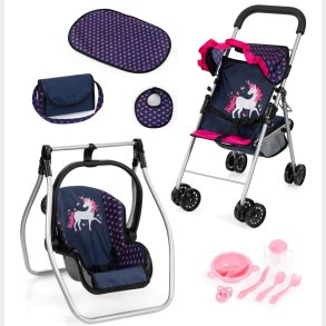 Bayer Design Buggy Dukke klapvogn Mega St, Hjerter