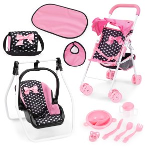 Bayer Design Buggy Dukke klapvogn Mega St, Pink Hjerter