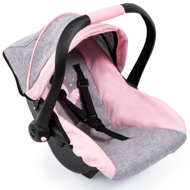 Bayer Design Deluxe Dukkeautostol med solskygge, pink/gr