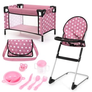 Bayer Design Dukke hjstol og rejseseng med tilbehr pakke