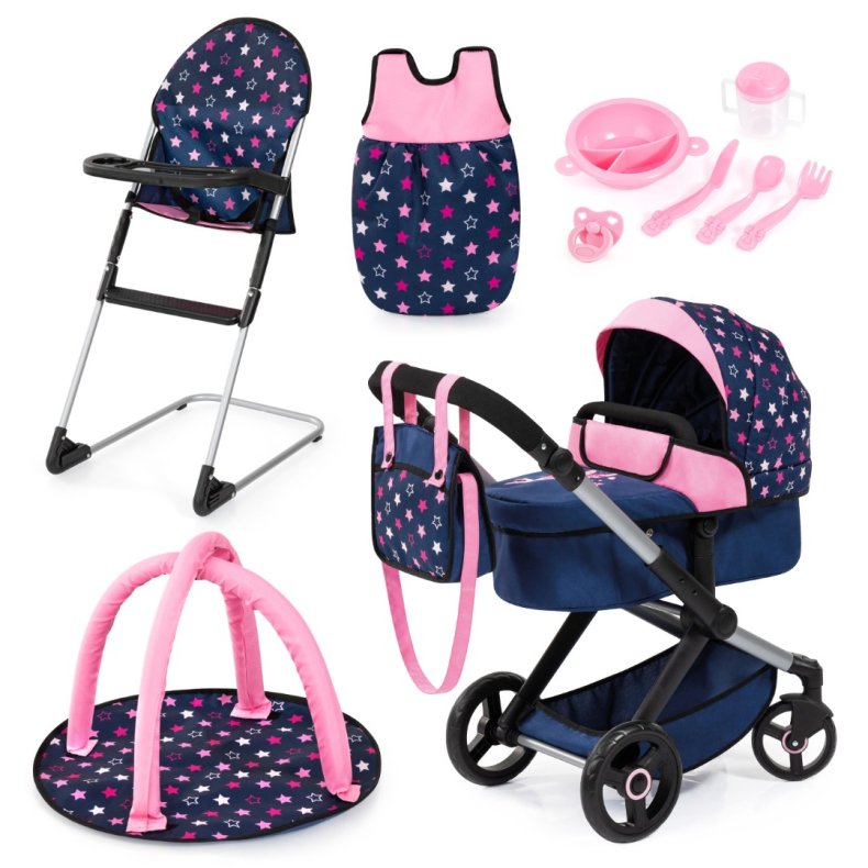 Bayer Design Kombi Dukkevogn XEO deluxe St, bl/pink
