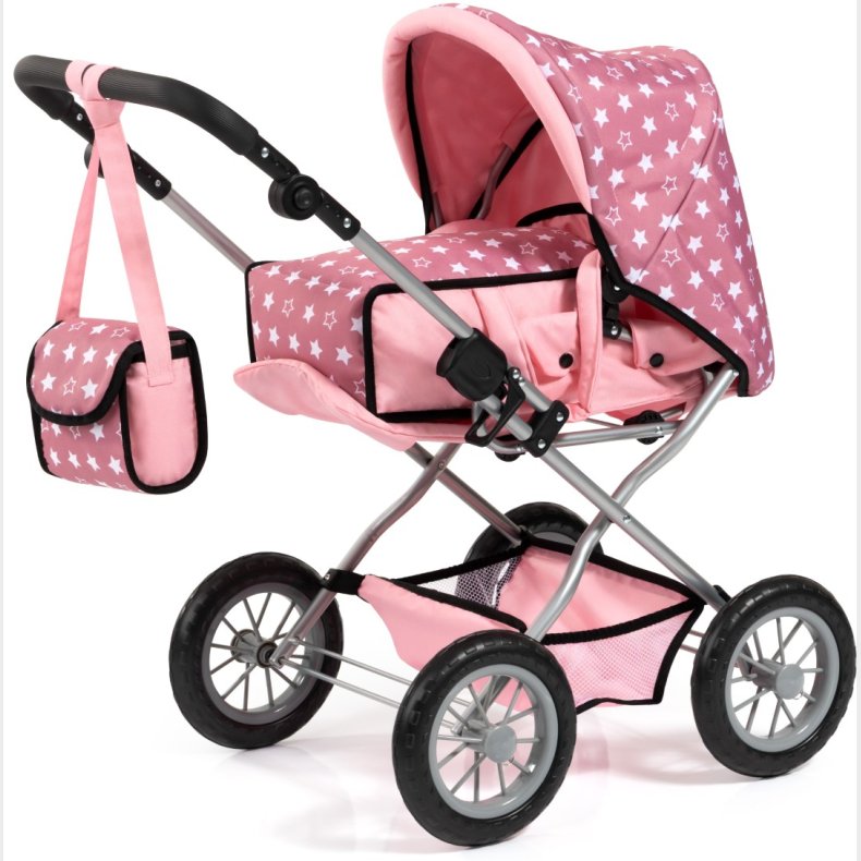 Bayer Design Kombi Grande dukkevogn med lift og pusletaske, pink
