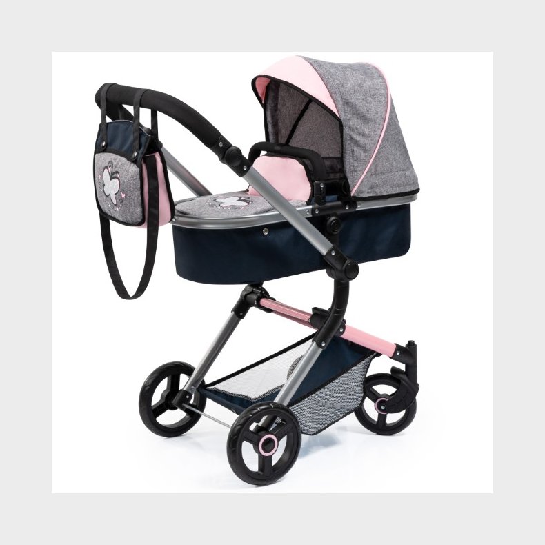 Bayer Design NEO VARIO Kombi Dukkevogn , Gr/Pink/Sort