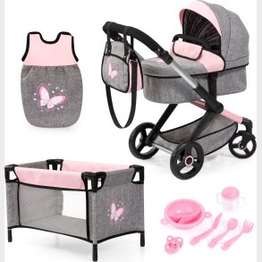 Bayer - Dukkevogn Mega S�t - Xeo - Gr� Og Pink