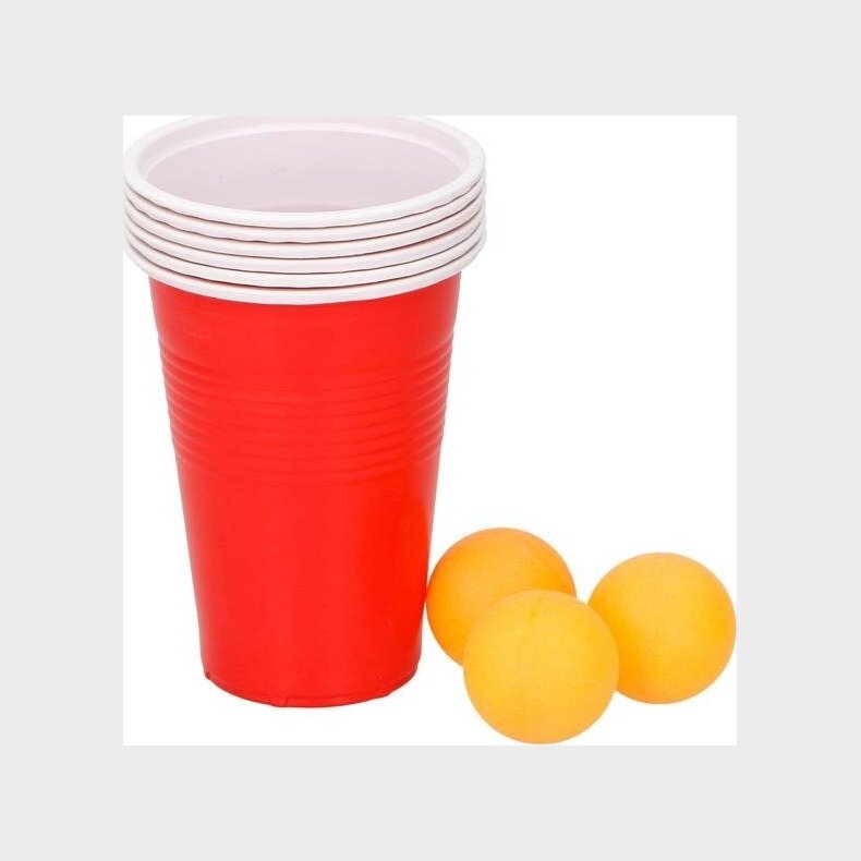 Beer Pong St Med 6 Krus Og 3 Bolde