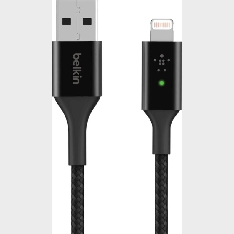 Belkin - Smart Led Usb-a To Lightning Cable, Black