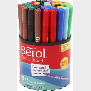 Berol Colourfine Tusch -  10 Mm - Tykkelse 0,3-0,7 Mm - Assorterede Farver - 42 Stk.