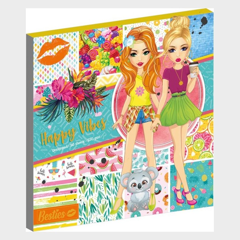 Besties Design Pad 25 X 25 Cm - Happy Vibes - Bog