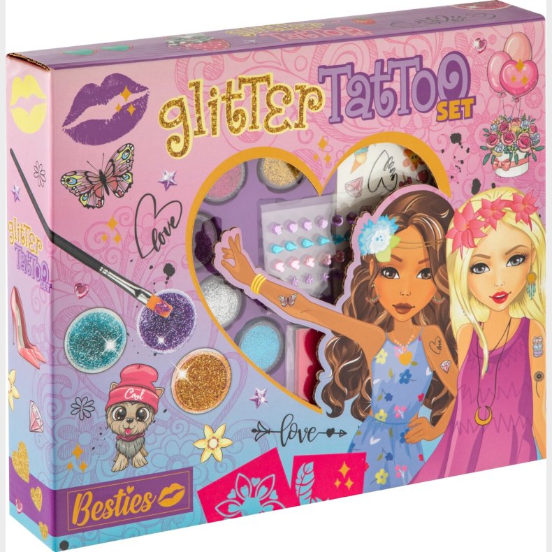 Glitter Tattoo St Til Brn - Besties