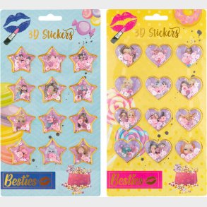 Besties Stickers 3d Med Glitter 12 Stk