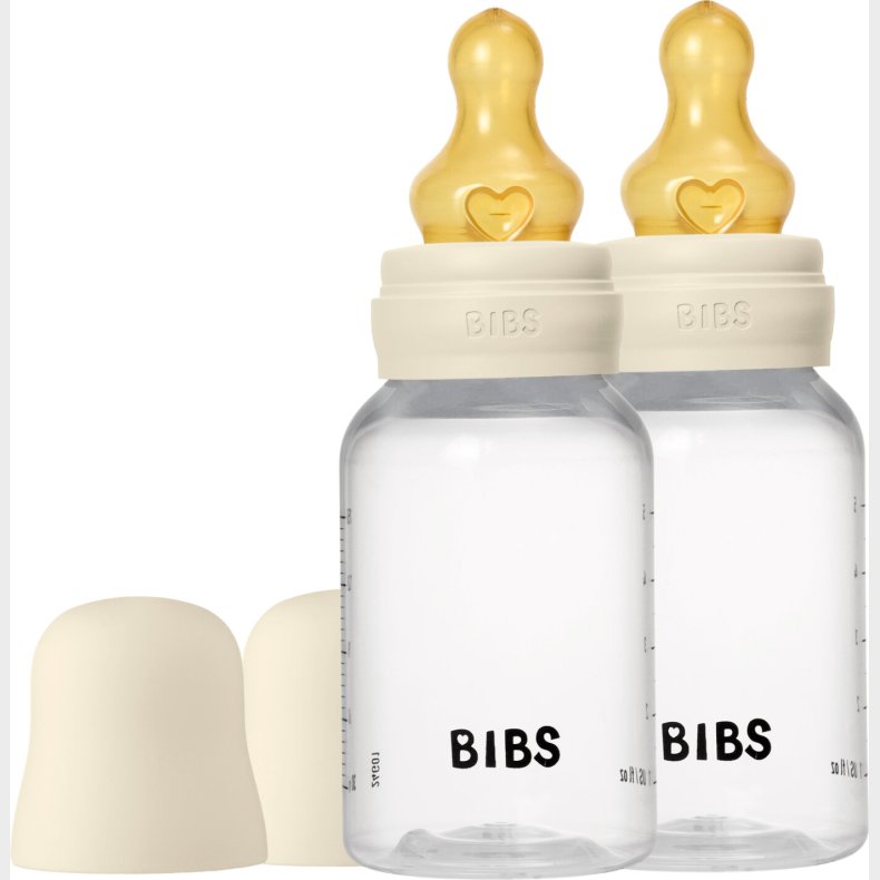 Bibs - Baby Bottle Round Latex 2 Pack Slow Flow - Ivory - 150 Ml