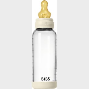 Bibs - Glass Baby Bottle Round Latex Medium Flow - Ivory - 240 Ml