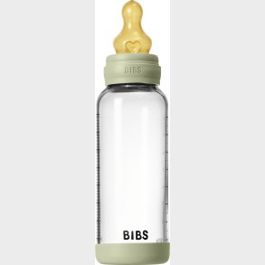Bibs - Glass Baby Bottle Round Latex Medium Flow - Sage - 240 Ml
